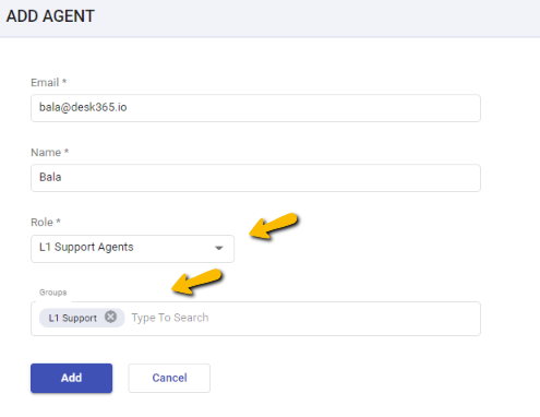 mapping agents to l1 support agents custom role