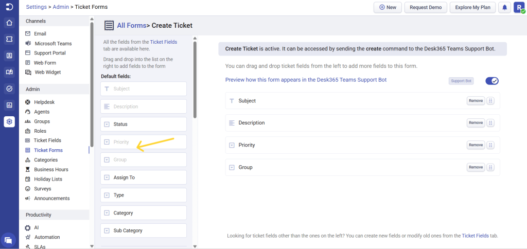 adding-priority-and-group-ticket-fields-to-support-bot-ticket-form-desk365
