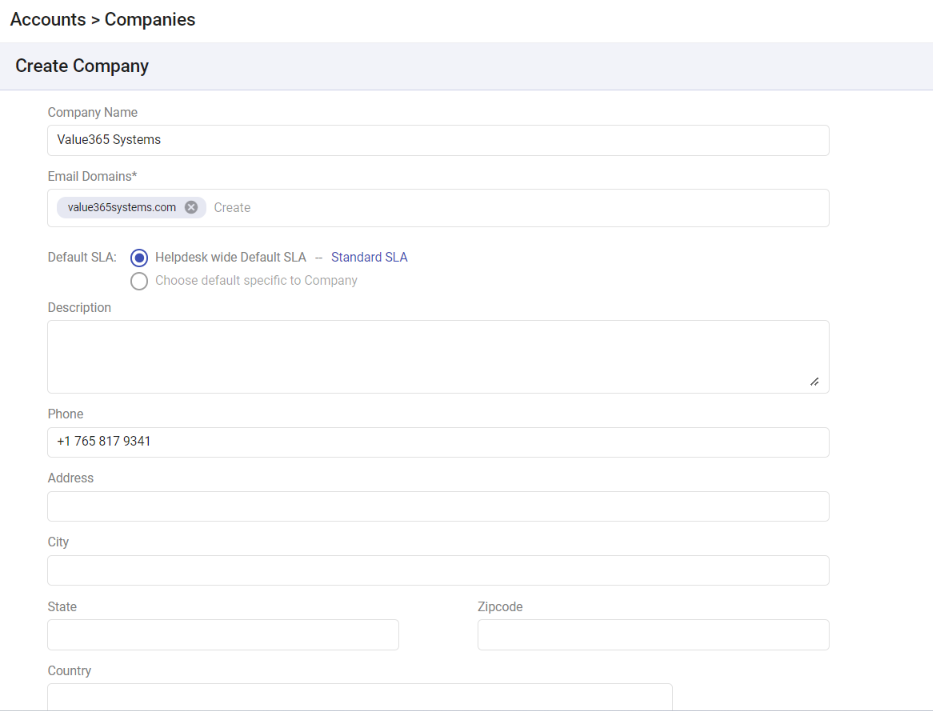 modifying company details in Desk365