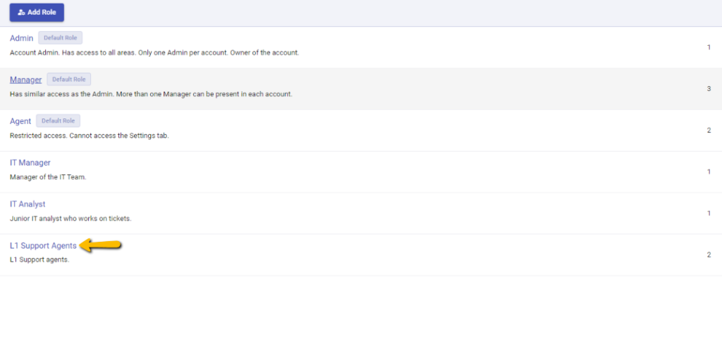 l1 support agents role appears in desk365