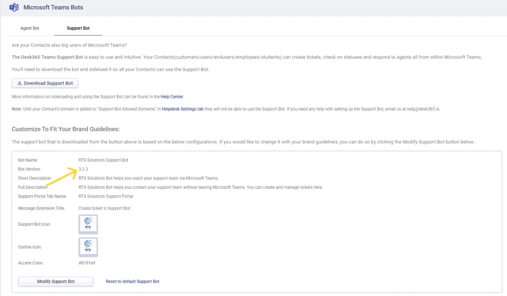 viewing-desk365-support-bot-version