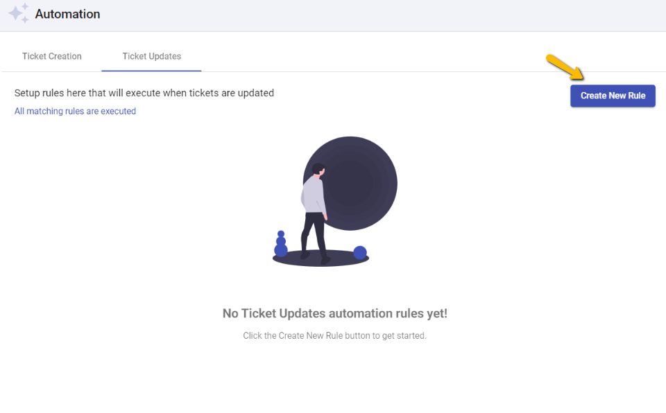 create a new ticket updates rule in automation