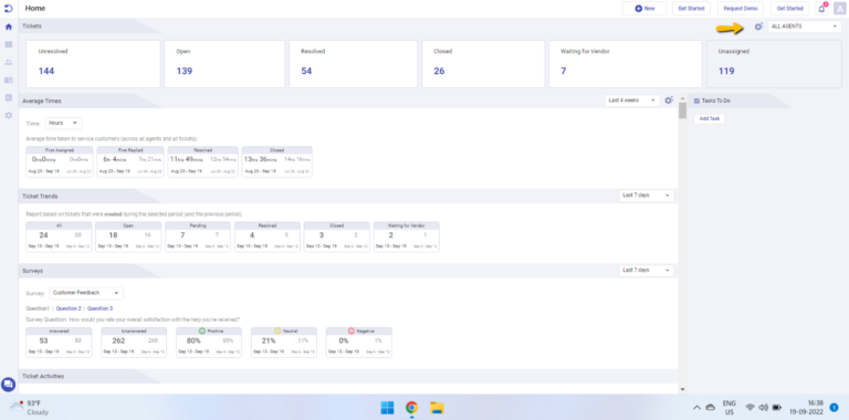 custom statuses configuration in home tab panel