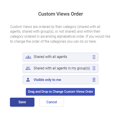 custom views reordering