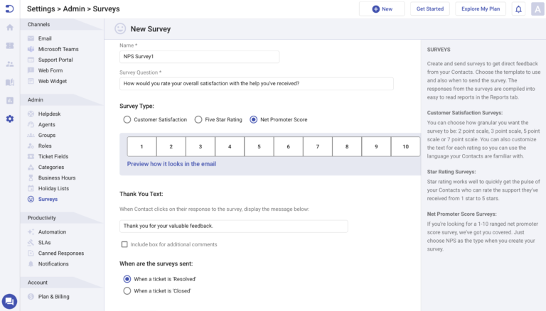 nps survey in Desk365