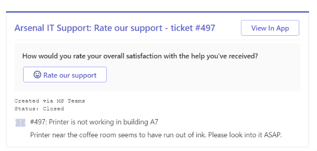 rate support performance directly in ms teams