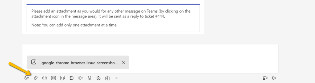 adding attachment to a ticket from the message screen