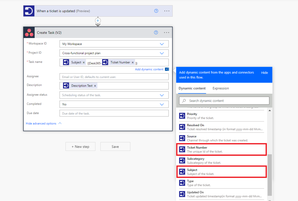 adding required details for a task to get created in asana