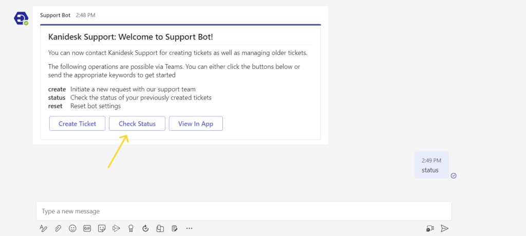 checking ticket statuses in the support bot