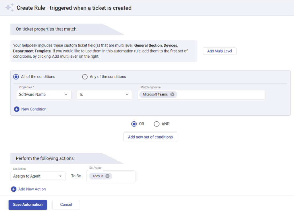 creating an automation rule based on custom field