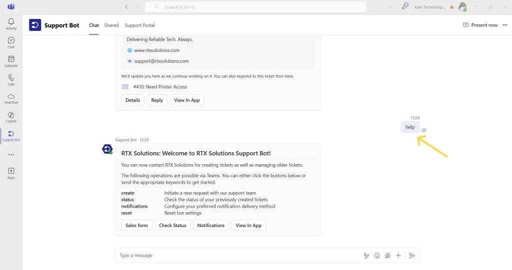 support-bot-welcome-card-desk365-helpdesk