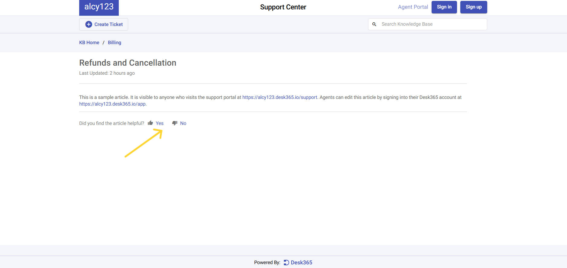 Setting up knowledge base articles in Desk365 | Desk365