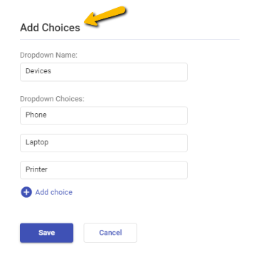 add choices under parent dropdown