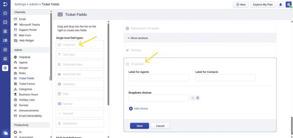 adding-new-dropdown-ticket-field-desk365