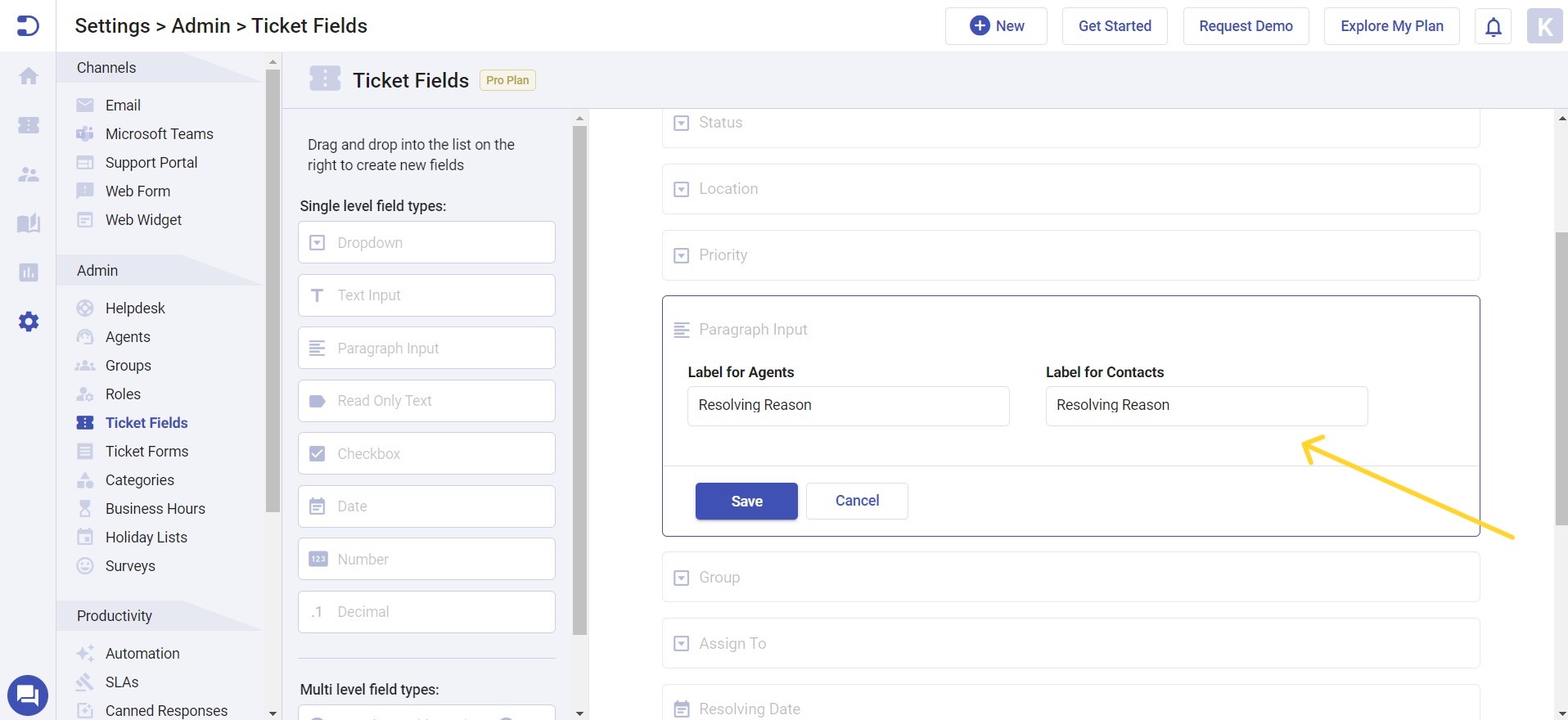 adding resolving reason as a custom field