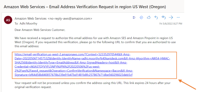 aws email verification