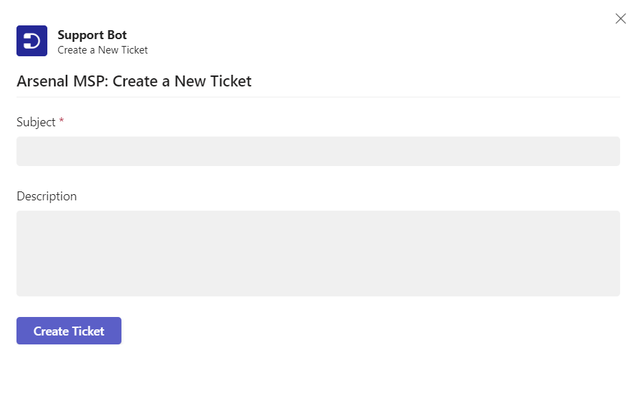creating a ticket via support bot