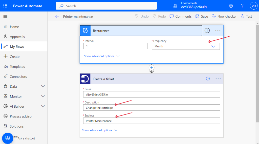 creating condition in actions in power automate