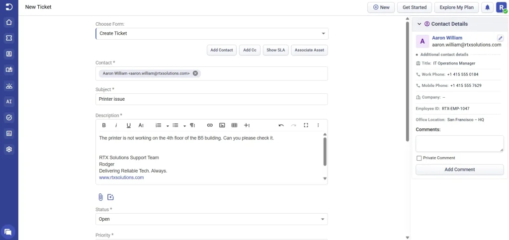 creating-new-ticket-from-agent-portal-desk365
