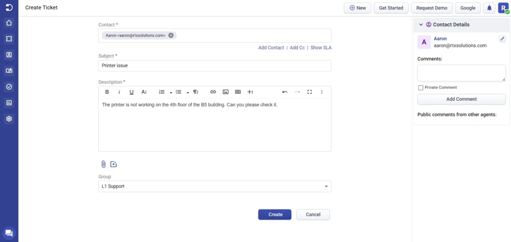 creating-ticket-from-agent-portal-desk365