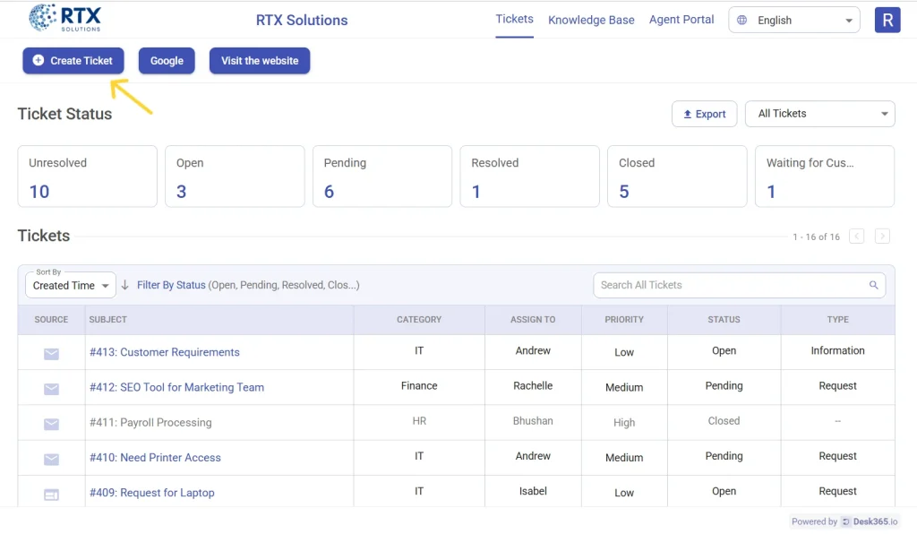 creating-ticket-via-support-portal-desk365-helpdesk