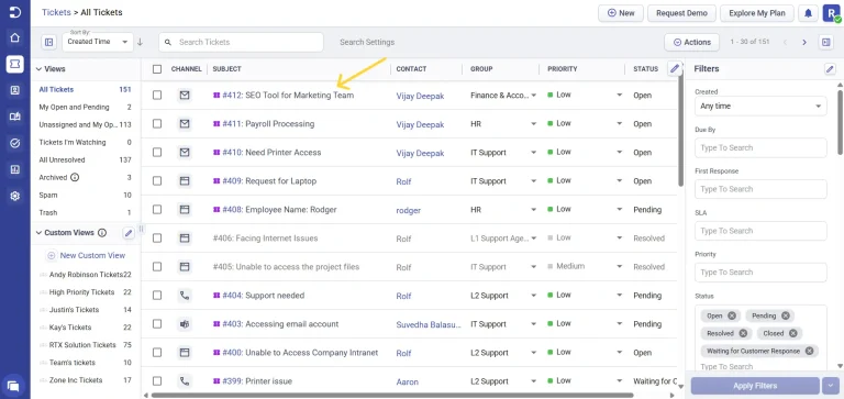 customer-name-displayed-as-contact-in-the-support-ticket-desk365