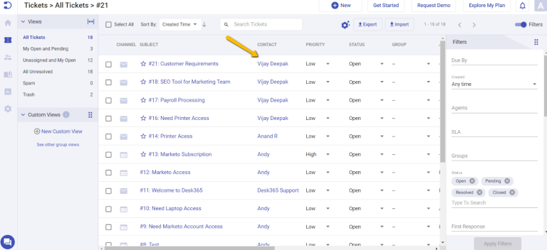 customer requirements tickets gets created in helpdesk