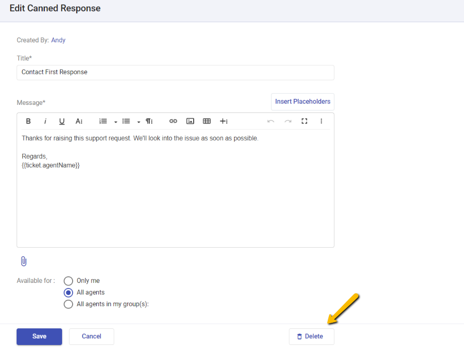 deleting a canned response