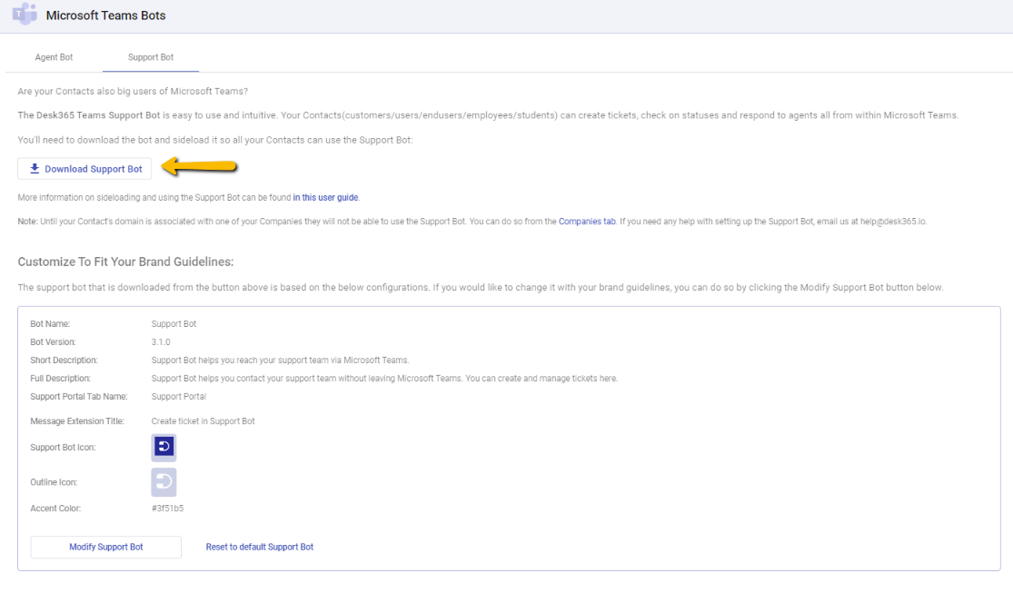 Desk365 Support Bot - Setup Guide