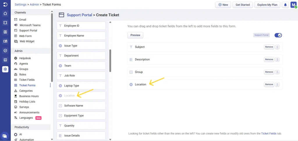 drag-drop-location-custom-field-desk365