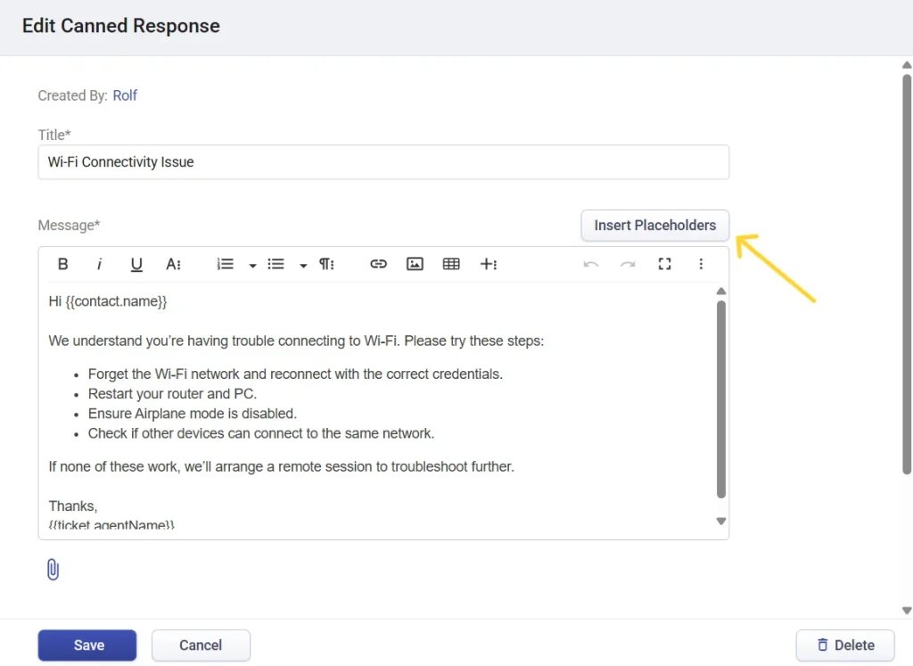 insert-placeholders-in-canned-response-desk365-helpdesk