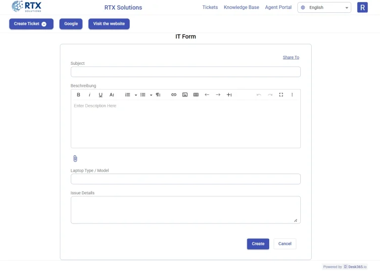 it-form-in-support-portal-desk365-helpdesk