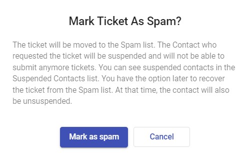 Mark Ticket as a Spam in Desk365