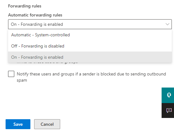 on forwarding is enabled option in forwarding rules