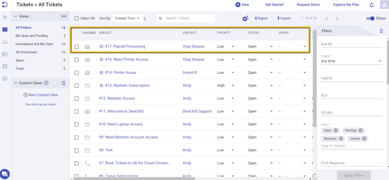 payroll processing gets created as a ticket in your helpdesk