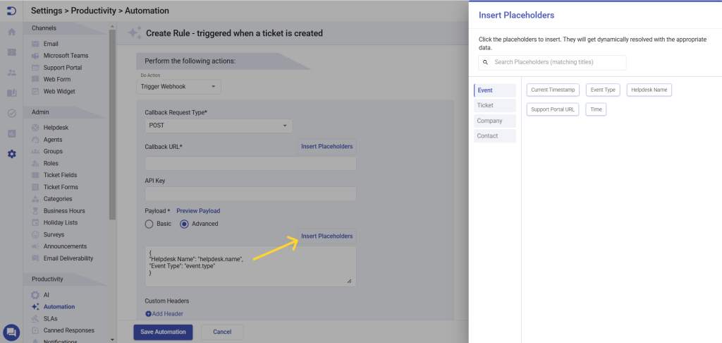 placeholders-in-automation