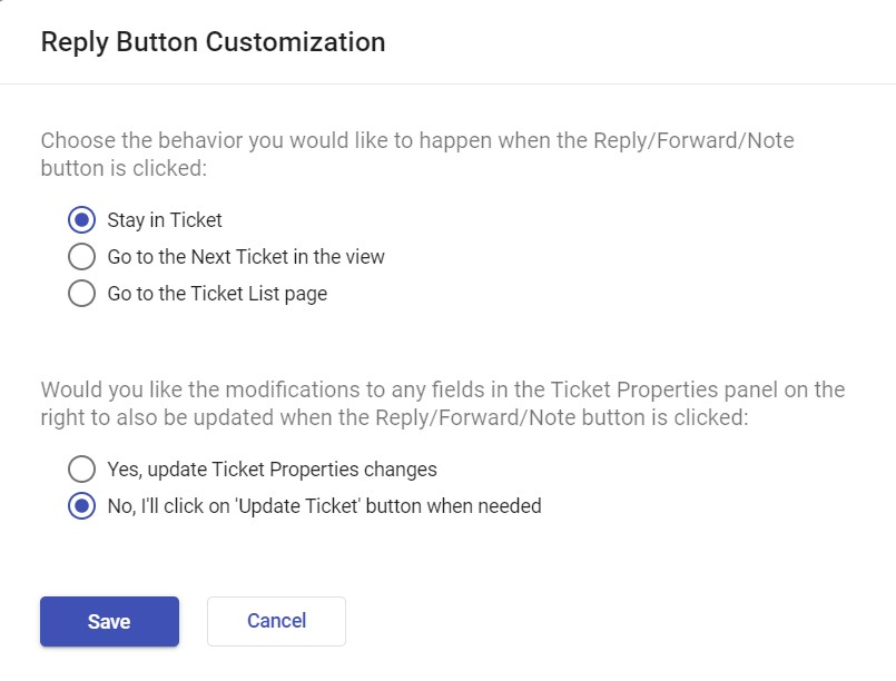 Reply button customization in desk365