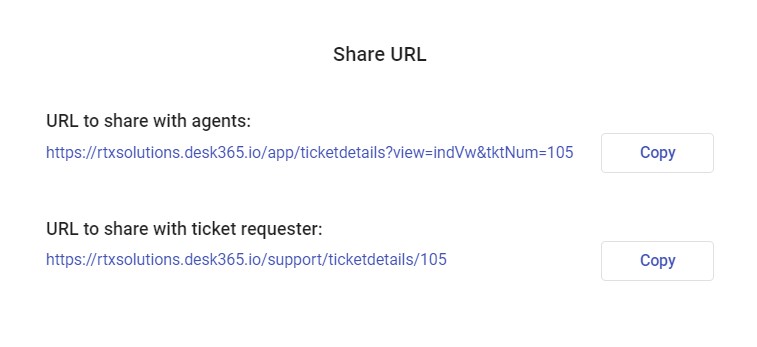 Share URL in Desk365