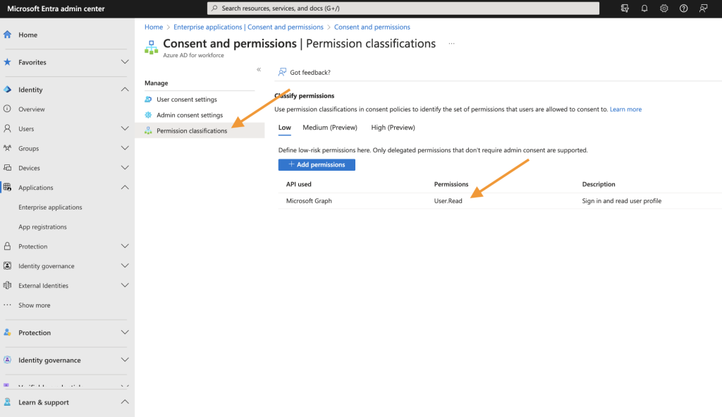 user read permission classification setting