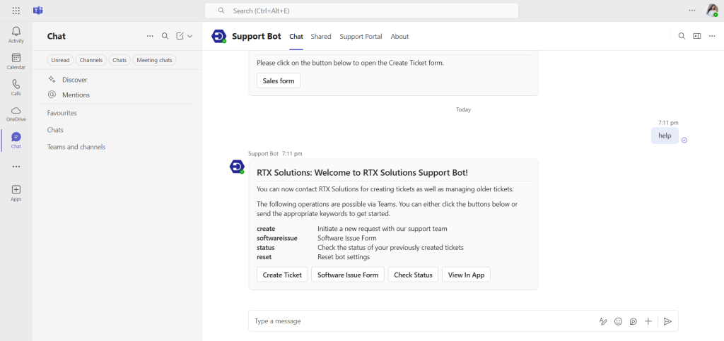 welcome-message-in-support-bot-desk365