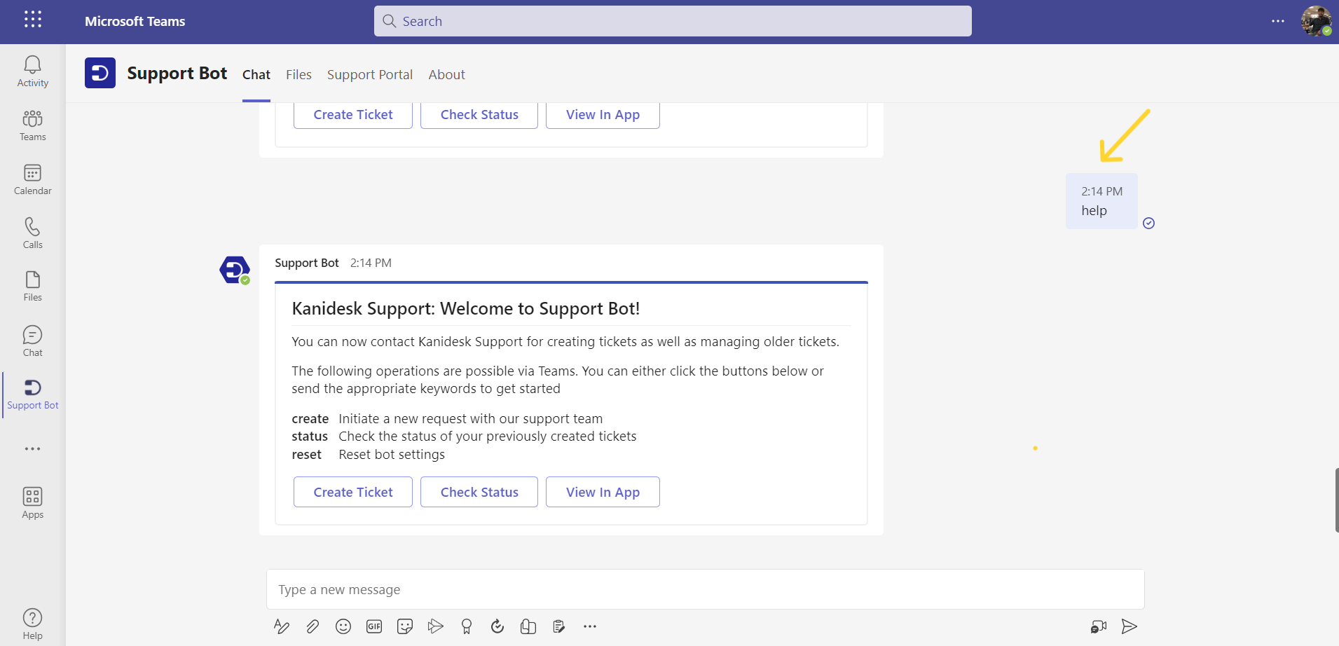 Creating a ticket via Support Bot | Desk365