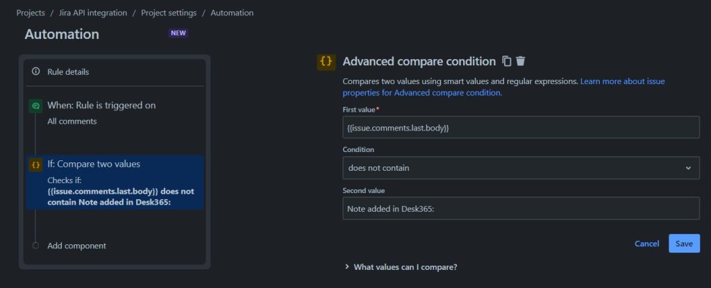 Advanced compare condition in Jira