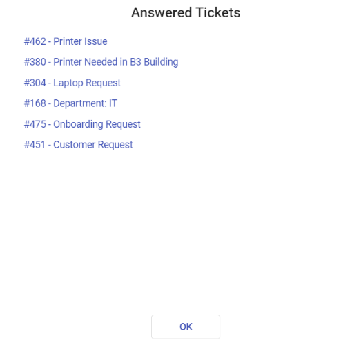 answered tickets in survey reports
