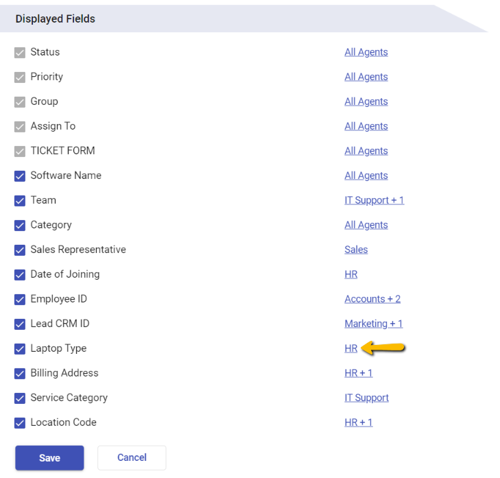 clicking on the HR link in laptop type field