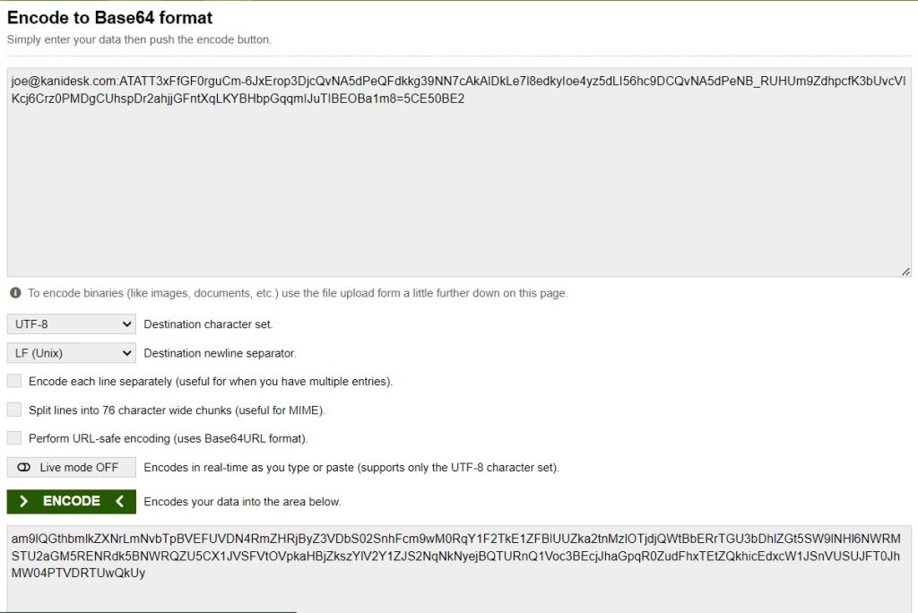 convert api key to base 64 encoded format