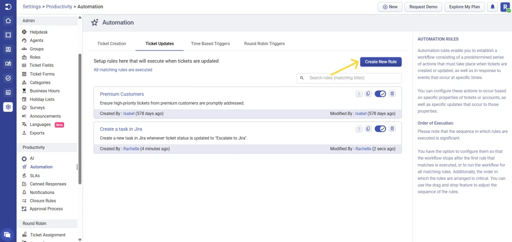 create-new-ticket-update-automation-rule-desk365