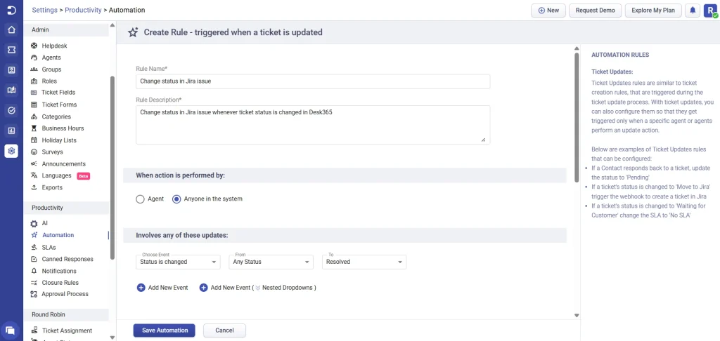 desk365-automation-rule-status-change-jira