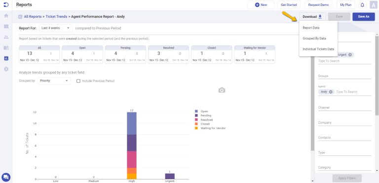 download report option in Desk365