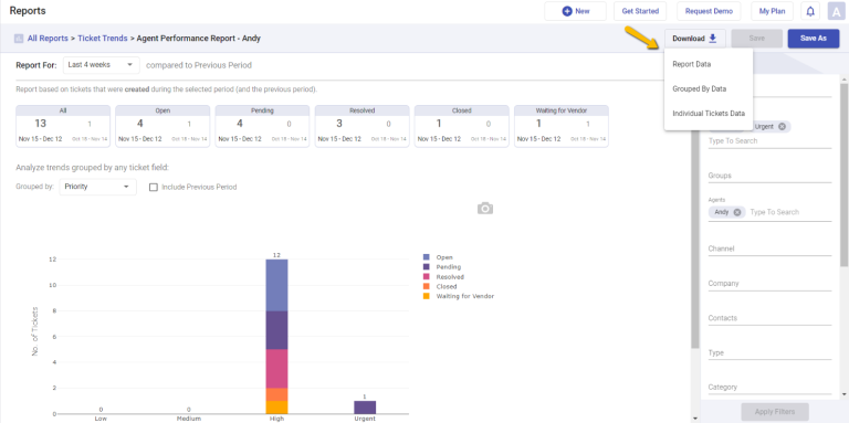 download report option in Desk365