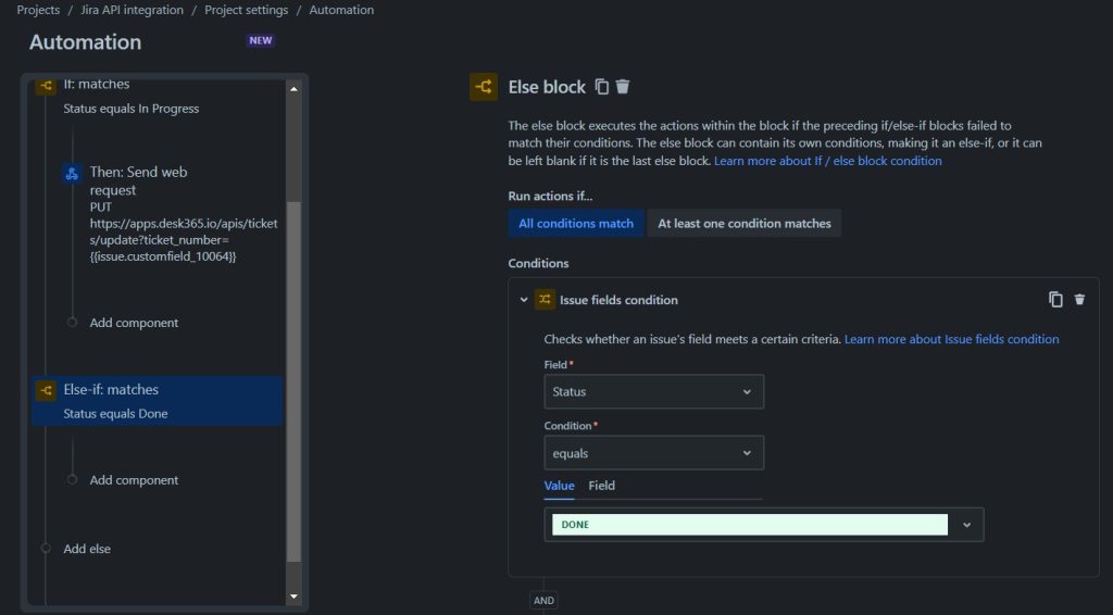 else block in Jira